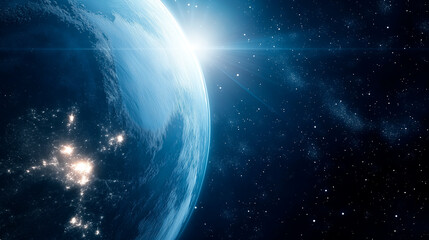 Wall Mural - view from space on the planet earth. cosmos space. view from orbit. night on the planet. atmosphere.