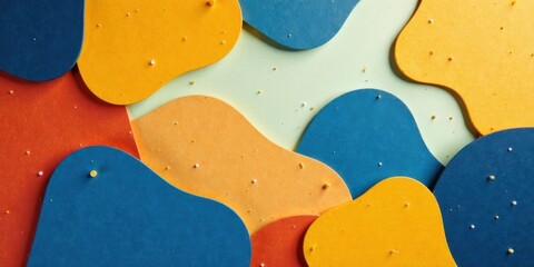 Aufkleber - Abstract Colorful Organic Shapes Composition Featuring Textured Paper Cutouts and Subtle Speckling