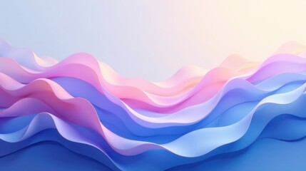 Poster - Serene Pastel Waves An Abstract Background of Soft Pink and Blue Undulating Forms, Evoking a Sense of Calm and Tranquility