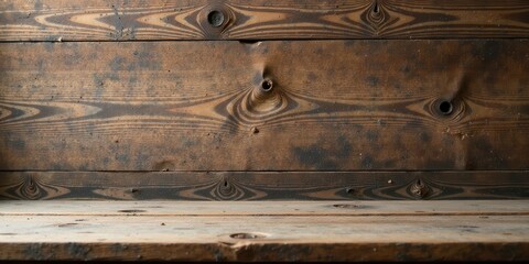 Poster - Rustic Wooden Surface with Distinctive Grain Patterns and Knots, Ideal for Product Displays or Backgrounds