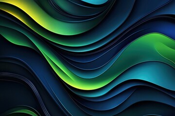 Wall Mural - abstract blue and green gradient wavy layers creating a flowing aesthetic