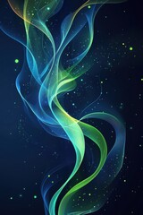 Wall Mural - abstract decorative lines with glowing green and blue motion effects