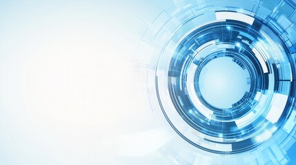 A sleek and modern blue circular digital interface design with intricate patterns and a light - filled center, set against a soft light blue background