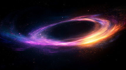 Wall Mural - Cosmic Ring of Fire: A mesmerizing swirl of vibrant purple, orange, and blue nebulae forms a stunning cosmic ring, reminiscent of a celestial fire, set against the backdrop of a star-dusted universe.