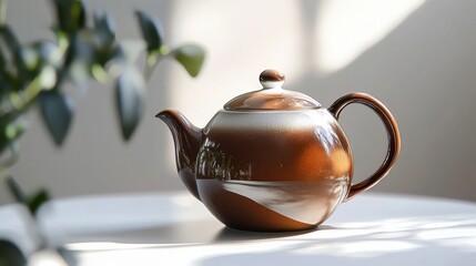 A luxury ceramic teapot with an elegant design, placed on a white surface