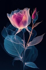 Wall Mural - Ethereal rose bloom with delicate petals and leaves