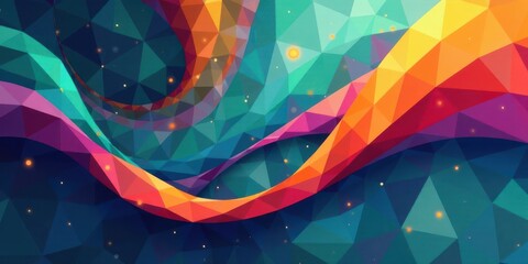 Leinwandbilder - Abstract Colorful Low Poly Geometric Design with Vibrant Hues and Sparkling Elements