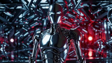 Poster - Futuristic humanoid robot in a high-tech mechanical environment
