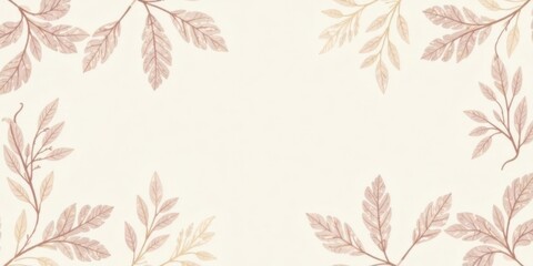 Aufkleber - Elegant Pale Botanical Frame Featuring Delicate Branch Details and Soft Hues Perfect for Wedding Invitations or Feminine Branding