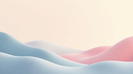 Aufkleber - Serene Pastel Landscape Soft, Rolling Hills in a Dreamlike Setting of Delicate Blues and Pinks