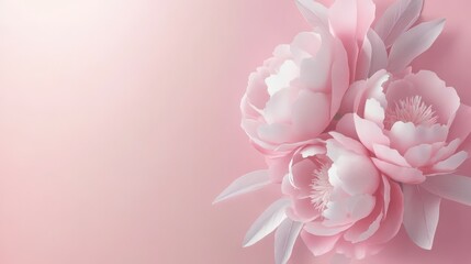 Wall Mural - Soft pink peonies arranged on a gradient background