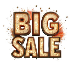 Wall Mural - A vintage style illuminated sign announcing a big sale, surrounded by a festive explosion effect.