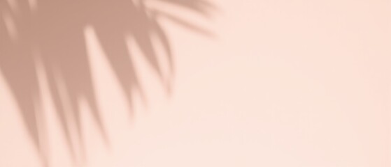 Wall Mural - blurred palm shadow on light cream wall for summer vibes. made with generative ai