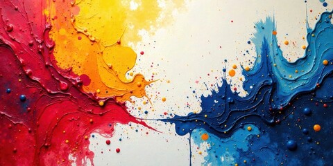 Poster - Dynamic interplay of vibrant hues in an abstract paint composition, showcasing rich textures and a captivating blend of colors that create a visually stunning and energetic artwork