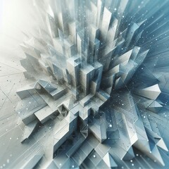 Wall Mural - futuristic intricate geometric 3d wall textured in light blue and white tones background for present