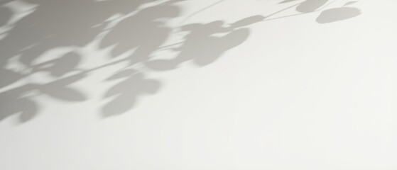 Wall Mural - minimalist light background featuring blurred foliage shadows on white wall, ideal for presentations