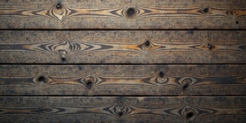 Aufkleber - Rustic Weathered Wood Planks Background Texture Dark Brown Horizontal Grain Pattern for Design Projects