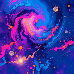 Wall Mural - Cosmic Galaxy Odyssey - Vibrant Spiral Galaxy in Deep Space