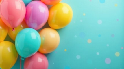 Aufkleber - A vibrant cluster of pastel-colored balloons against a soft teal background, perfect for celebratory designs and cheerful announcements.