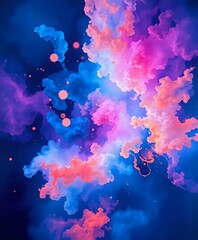 Wall Mural - Cosmic Explosion: Vibrant Nebulae Background