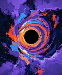 Wall Mural - Cosmic Vortex: A Swirling Black Hole in a Purple Galaxy