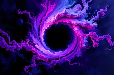 Wall Mural - Cosmic Odyssey: Black Hole Majesty in Vibrant Purple and Pink Hues