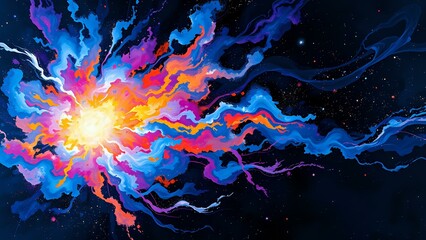 Wall Mural - Vibrant Cosmic Explosion: Supernovae Blast in Deep Space