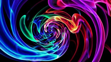 Poster - Colorful abstract swirl with neon hues, digital art. Vibrant energy and motion concept
