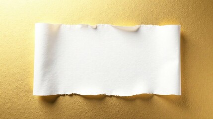 Aufkleber - A Rolled White Paper Sheet with a Torn Edge on a Golden Background, Ready for Your Text or Message