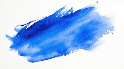 Wall Mural - A single blue brush stroke on a white background