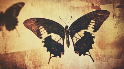 Poster - A large butterfly sitting on top of a wall