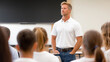 © Elena - A teacher conducting a sign language class in a modern classroom with attentive students