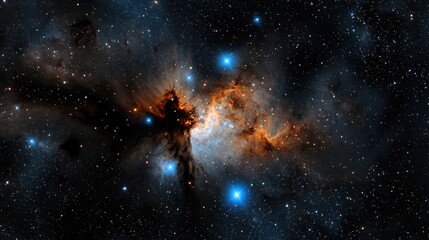 Wall Mural - vibrant colors burst from a cosmic nebula, surrounded by bright stars twinkling in the vast darkness