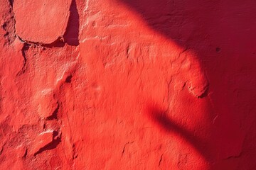 Poster - Close-up view of a red painted wall with texture and brushstrokes visible