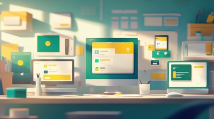 Collaborative Tools on Bright Desk with Devices