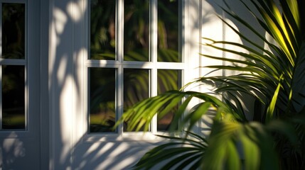 Poster - A person standing in front of a window with a potted plant on the sill