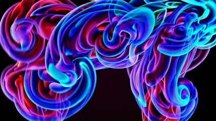 Aufkleber - colorful abstract smoke swirling on black background, vibrant art concept