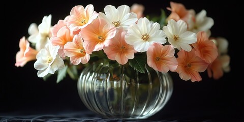 Poster - A beautiful vase filled with fresh pink and white flowers, perfect for any occasion or decorative space