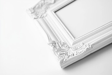 Wall Mural - A simple white picture frame sitting on a white surface