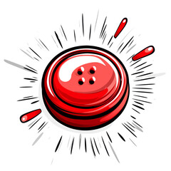 Wall Mural - a stylized red button with a glossy finish is the central focus of a dynamic abstract design incorpo