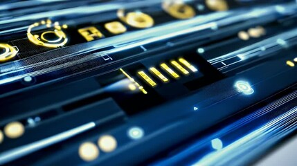 Futuristic digital interface, data streams, glowing lines, abstract background, tech website banner