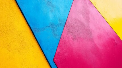 Wall Mural - A colorful background with a yellow, blue, and pink triangle