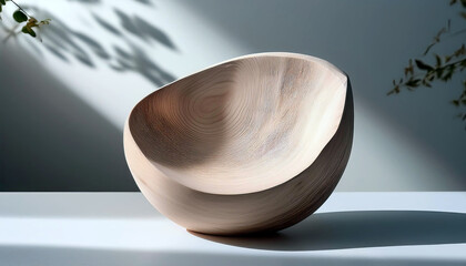 Poster - Elegant Wood Craft Tableware With Soft Pastel Glaze Under Subtle Shadows