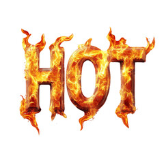 Wall Mural - The image shows the word HOT rendered in flaming letters against a black background.