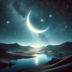 Wall Mural - The starry night sky is a beautiful sight to behold.