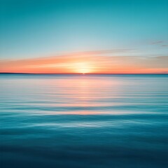 Wall Mural - serene aqua sunset over ocean horizon at dusk