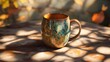 © AGIL - Autumn Sunlight Illuminates Ornate Ceramic Mug