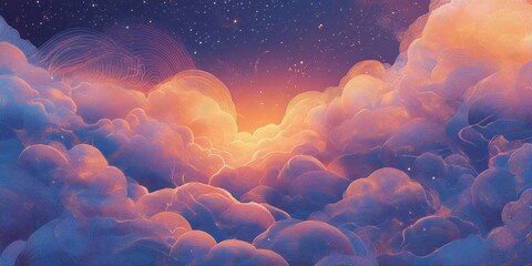 Wall Mural - Abstract Sunset Cloudscape Celestial Artwork
