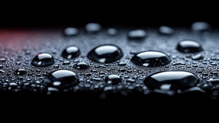 Poster - A close up of water droplets on a black surface