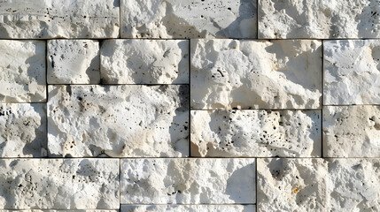 Wall Mural - Limestone wall texture background featuring classic gray and white travertine patterns, generative ai